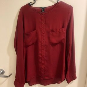 Long Sleeve Button Up Forever 21 Blouse Top